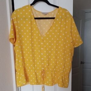 Yellow Polka Dot Cinch Blouse